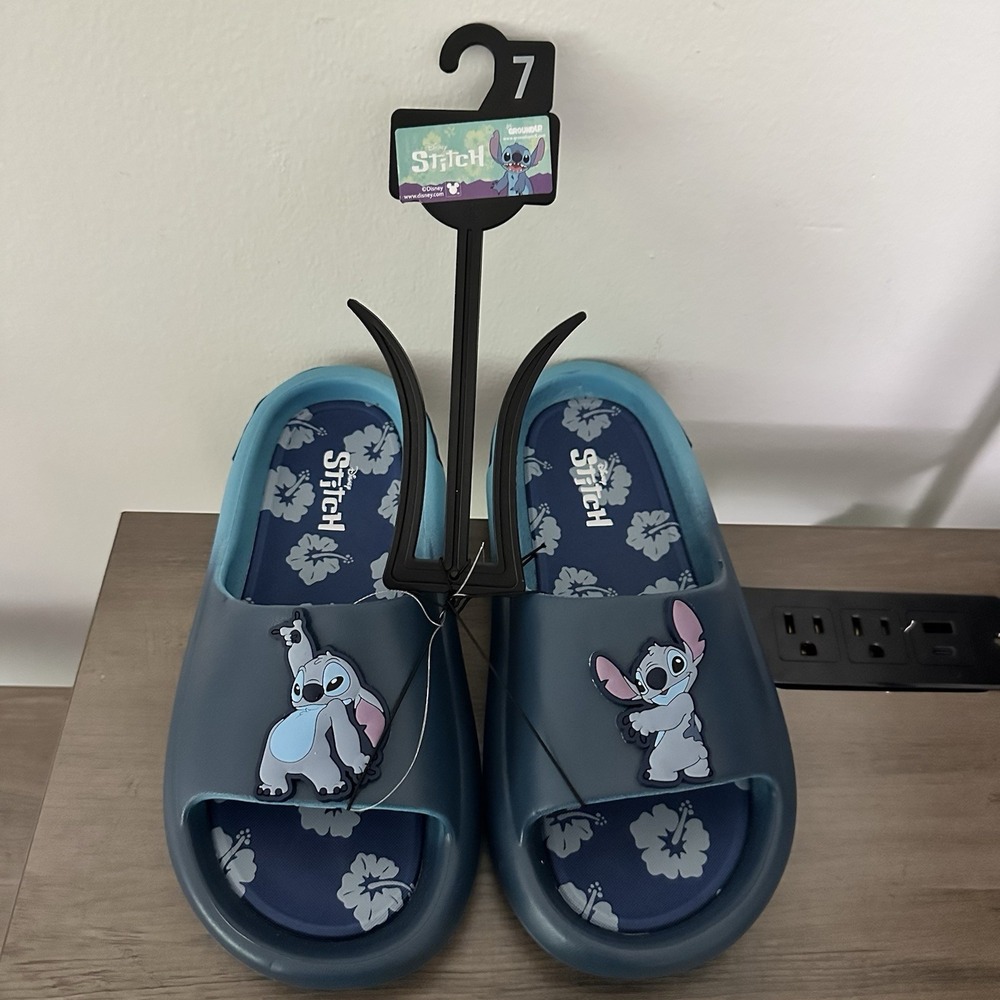 Disney Stitch Men's Blue Ombre Slide Sandals - Size: 7 New with Tags